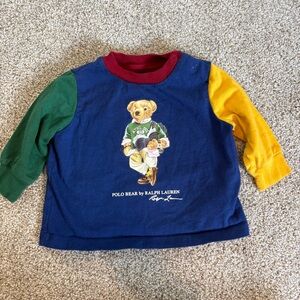 Ralph Lauren Bear 🐻 Baby Long sleeve Top Size 0-3 months colour block